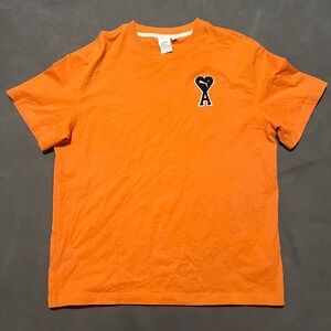 Puma X Ami Paris Orange Logo Heart Patch T Shirt Mens Size Large
